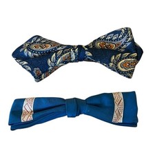 2 gravatas borboleta clip-on montagem vintage U-clip 5” MCM azul comprar usado  Enviando para Brazil