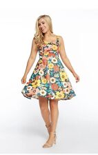 Vestido floral retrô feminino EVA ROSE ajuste azul GG pinup flare rockabilly cottagecore comprar usado  Enviando para Brazil