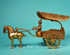 Conjunto de estátua carrinho desenhado cavalo besta dragão bronze dourado porcelana antiga 10,2 pol. comprar usado  Enviando para Brazil