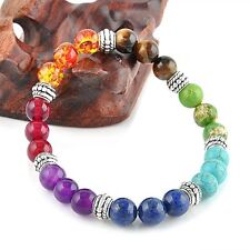 7 Chakras Pulsera de Piedra Natural Curación Piedra Preciosa Natural Con Cuentas 8mm Joyería Regalo segunda mano  Embacar hacia Argentina