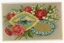 Cartão postal vintage aniversário rosas vermelhas navio flor azul publicado em relevo 1909 Emb comprar usado  Enviando para Brazil