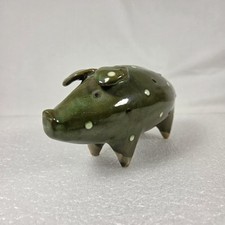 Cofrinho vintage dinamarquês verde vitrificado cerâmica porco Poka pontos sem plugue arte rara, usado comprar usado  Enviando para Brazil