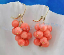 Brincos pendurados de ouro com miçangas redondas de coral rosa natural 8 mm comprar usado  Enviando para Brazil