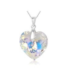 Colar de prata esterlina 925 feito com coração de cristal Swarovski Aurora Boreal comprar usado  Enviando para Brazil