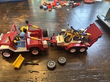 Vintage Playmobil Jeep Vermelho Com Trailer Bicicleta Suja Motocross #3754 99% Completo, usado comprar usado  Enviando para Brazil