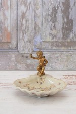 Usado, Saboneteira flor porcelana - Porcelana platô vintage com anjo de bronze - Arte comprar usado  Enviando para Brazil