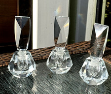Lote Antigo 3 Frascos de Perfume de Vidro Cristal Corte Transparente Diamante Vazios com Rolha BOM comprar usado  Enviando para Brazil
