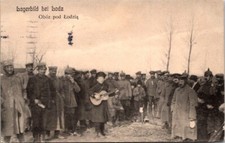 Vintage Postcard WWI Żołnierze Zdjęcie magazynowe koło Łodzi Oboz pod Lodzia Poland Stamp D8 na sprzedaż  Wysyłka do Poland