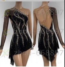 Vestido de patinaje artístico para mujer Vestidos de patinaje sobre hielo personalizados negros segunda mano  Embacar hacia Mexico