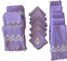 Conjunto de toalhas de banho bordadas com franja de lavanda canhão vintage 14 peças comprar usado  Enviando para Brazil