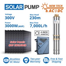 Bomba solar de água 4" AC/DC furo profundo poço 3KW submersível 220V 230m bomba solar comprar usado  Enviando para Brazil