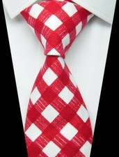 Nova gravata masculina xadrez clássica vermelha branca 100% algodão 3,15 pol. (8 cm) comprar usado  Enviando para Brazil