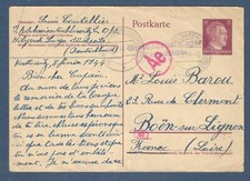 1944 entier carte d'occasion  Nantes-