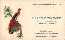 Cartão de visita Mexican Inn Cafe, Fort Worth, TX-Arte de pássaro de pena real comprar usado  Enviando para Brazil