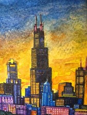 Watercolor painting chicago for sale  USA