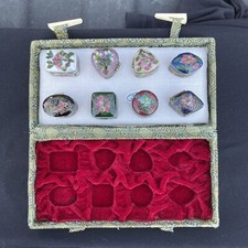 Vintage Oito Caixas de Comprimidos Dobradiças de Esmalte Cloisonne em Vitrine Floral Bom comprar usado  Enviando para Brazil