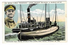 Alemanha 1916 cartão postal U-BOAT DEUTSCHLAND maior submercador New London CT comprar usado  Enviando para Brazil