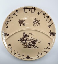 Tepco Western Traveler Vintage Cowboy 13" Prato de Grelha Dividida Estilo RARO comprar usado  Enviando para Brazil