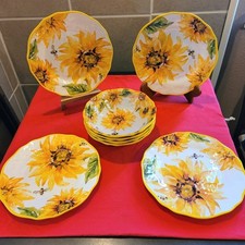 Juego de 8 platos y cuencos amarillos de melamina abeja y girasol, segunda mano  Embacar hacia Mexico