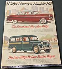 1952 Willys Aero-Ace & Deluxe Station Wagon - Vintage Impressão Original Publicitária Arte de Parede comprar usado  Enviando para Brazil