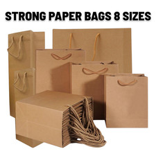 Sacolas de papel Kraft marrom presente compras varejo a granel alças de algodão ecológico 150GSM pesadas comprar usado  Enviando para Brazil