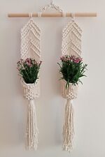 Makrama kwietnik podwójny duży balkon taras dekoracja rękodzieło handmade na sprzedaż  PL