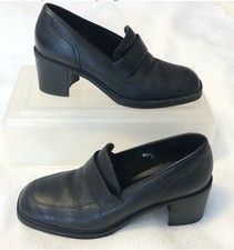 Sapatos confortáveis vintage 1995 Arezzo preto grampo mocassim couro 7.5 comprar usado  Enviando para Brazil