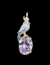 Collana Ciondolo Spilla UCCELLINO CALOPSITE Artigianale Argento Quarzo Zirconi, usado comprar usado  Enviando para Brazil