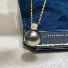 Lindo colar de pingente de pérola preta 18 polegadas AAAA 11-12mm natural mar do sul 18K comprar usado  Enviando para Brazil