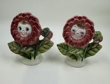 Agitadores de sal e pimenta vintage PY antropomórficos flor sorridente, Japão comprar usado  Enviando para Brazil