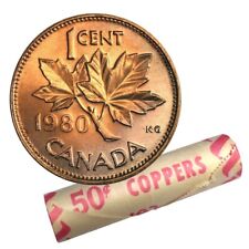 Usado, 1980 canadense 1 centavo folha de bordo galho moeda de centavo (BU não circulada) de rolo perfeito comprar usado  Enviando para Brazil