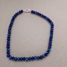 Colar azul Aurora Boreal brilhante brilhante prata tom fecho pequeno pescoço 14 pol comprar usado  Enviando para Brazil
