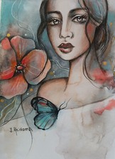Woman aquarell riginal gebraucht kaufen  Aichach