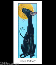 CARTÃO DE ANIVERSÁRIO ARTE GATO PRETO ORIENTAL DA PINTURA ORIGINAL POR SUZANNE LE GOOD comprar usado  Enviando para Brazil