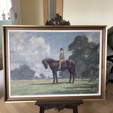 Walter Goodin 1907-1992-Boceto al óleo preparatorio-Niña joven en un pony-años 50’s segunda mano  Embacar hacia Mexico