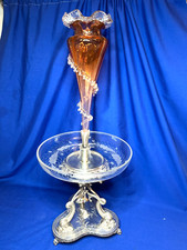 Usado, Placa de prata inglesa antiga e vidro alto chifre único motivo de golfinho Epergne comprar usado  Enviando para Brazil