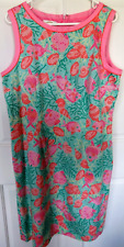 Vestido Talbots Feminino 16 Rosa Verde Peixe Concha Coral Mosaico Praia Forrado Fenda comprar usado  Enviando para Brazil