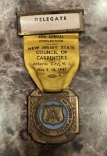 Usado, Distintivo de delegado 1947 NJ Council of Carpenters 40th Convention - Atlantic City comprar usado  Enviando para Brazil