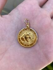 Moeda pingente berloque urso panda chinês prata 925 folheado a ouro amarelo 14k corrente 18" comprar usado  Enviando para Brazil