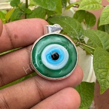 Pingente de prata 925 verde turco feito à mão 49 quilates olho mau em pedra de proteção comprar usado Pingente de prata 925 verde turco feito à mão 49 quilates olho mau em pedra de proteção comprar usado  Enviando para Brazil
