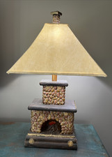 LUMINÁRIA DE MESA VINTAGE 2007 PEDRA LAREIRA com CHAMA CINTILANTE / 24 1/2" DE ALTURA comprar usado  Enviando para Brazil
