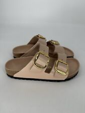 Sandálias Birkenstock Arizona fivela grande alto brilho novas de couro bege UE 39 comprar usado  Enviando para Brazil