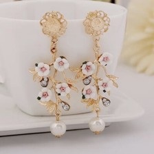 Flower pearl earrings for sale  Dobbs Ferry