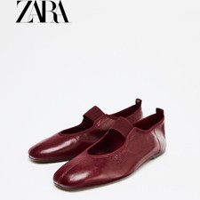 Zapatos para mujer ZARA 2025 verano, cuero elástico cabeza redonda suaves ballet planos segunda mano  Embacar hacia Mexico
