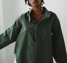 Camisa Aliya Wanek verde oliva algodão orgânico escovado The Phoebe Button tamanho. 3X  comprar usado  Enviando para Brazil