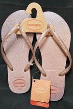 Usado, Sandálias femininas Havaianas slim brilho flip flop 6 crocus rosa glitter slip on nova sem caixa comprar usado  Enviando para Brazil