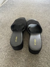 Black wedge mules. for sale  WARE