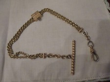 Usado, Antigo relógio de bolso vitoriano cheio de ouro corrente de corda dupla com corrediça gravada 11" comprar usado  Enviando para Brazil
