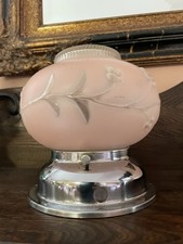 Luminária de teto Art Deco recuperada vidro rosa fosco sombra luminária floral/montagem, usado comprar usado  Enviando para Brazil
