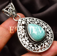 Colgante de joyería hecha a mano de plata de ley 925 con piedras preciosas Larimar 2,05" segunda mano  Embacar hacia Mexico